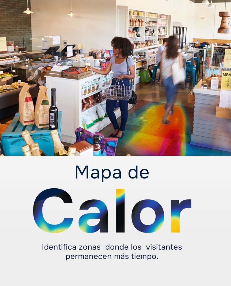 En una tienda se ven zonas de mapa de calor donde hay más afluencia de personas.