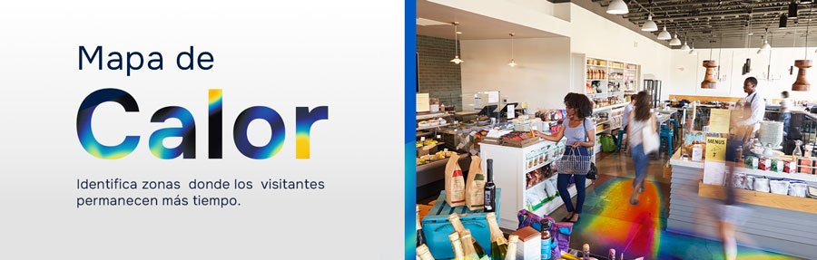 en una tienda se ve en el piso un mapa de calor que muestra en que lugar pasan más las personas, elenix tiene un programa para ello